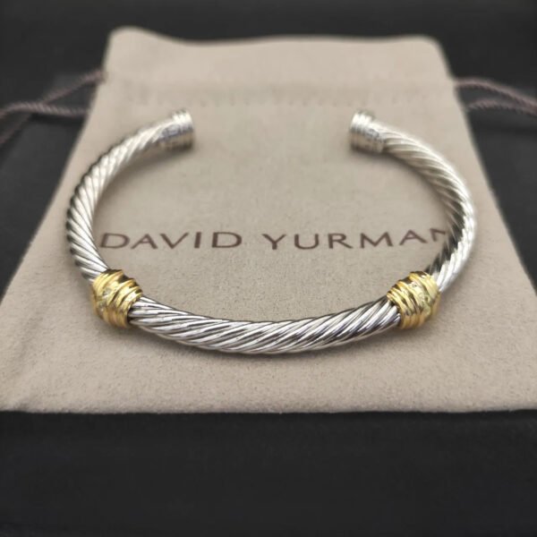 74DC22BC-4114-B573-3866-1A9D17A80236.jpg David Yurman 5mm 18k Gold and Sterling Silver Diamond Station Cable Bracelet