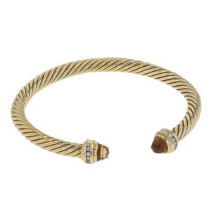 Classic Cablespira&reg; Bracelet 18K Yellow Gold with Half Diamonds, 7mm