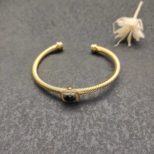 Cable Classics Bracelet with Black Onyx and Diamonds 18K Yellow Gold 4mm