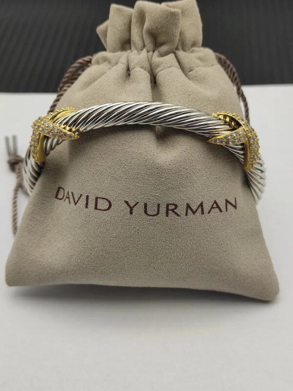 Cable Classic Bracelet with Pav&eacute; Diamond X in Two-Tone ??Where Classic Meets Radiance,7mm