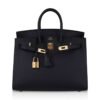 Birkin Sellier 25 Black Gold Hardware Epsom Leather New w/Box