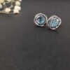 Infinity Stud Earrings Sterling Silver with Blue Topaz, 13mm