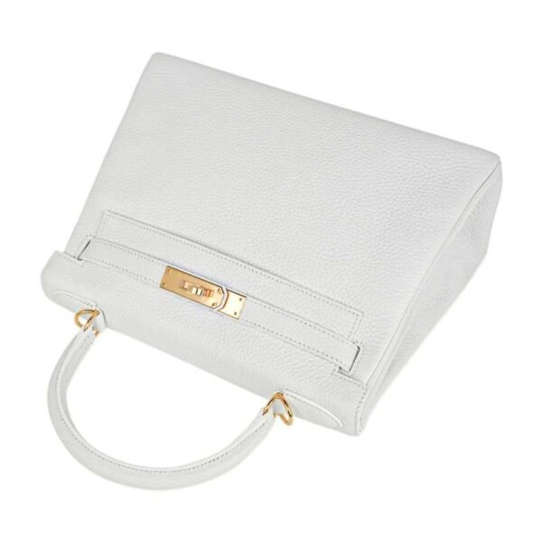 7621448A-AD93-677E-479E-8BEF8A3CDE6D.jpg Kelly 28 Retourne Bag White Clemence Leather with Gold Hardware