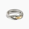 7652DBC2-2EE0-C418-F74E-222D905C0CF7.jpg Cable Loop Band Ring Sterling Silver with 18K Yellow Gold, 7mm
