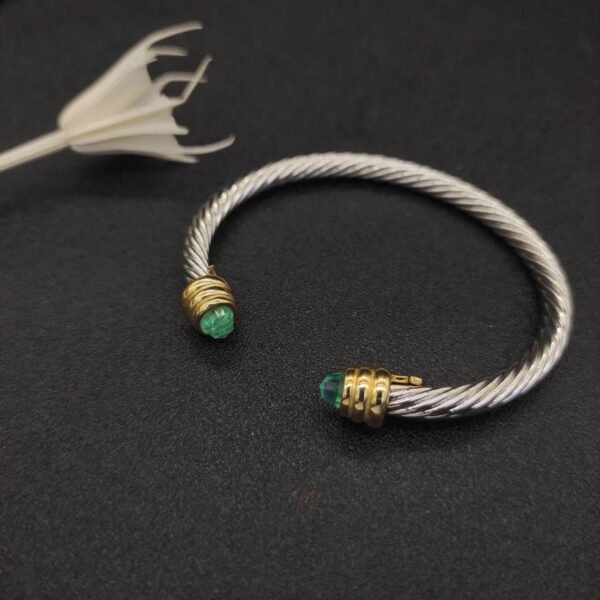 76FEC5A0-687B-851D-CB5A-B0F6993ACF26.jpg Classic Cable Bracelet Sterling Silver with Aquamarine and Diamonds, 5mm