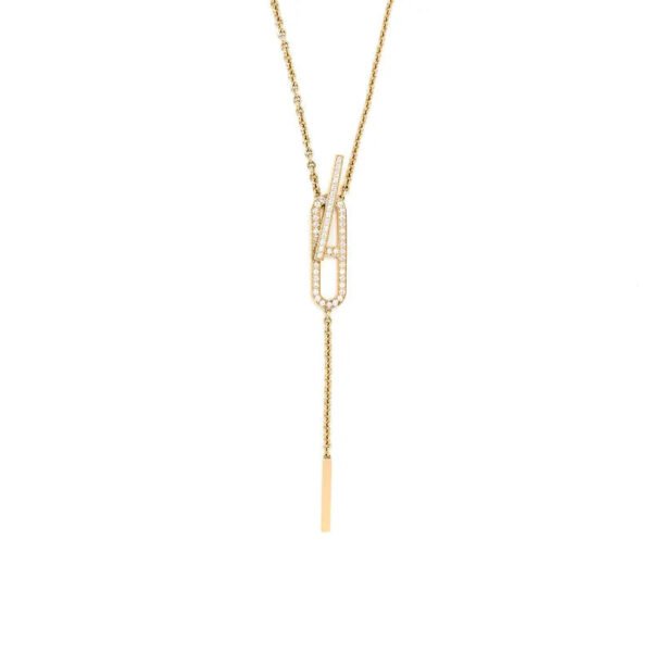 EVER CHAINE D??ANCRE LARIAT NECKLACE GOLD WITH DIAMONDS