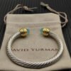 Classic Cablespira&reg; Bracelet Sterling Silver with 14K Yellow Gold, Aquamarine and Diamonds, 7mm