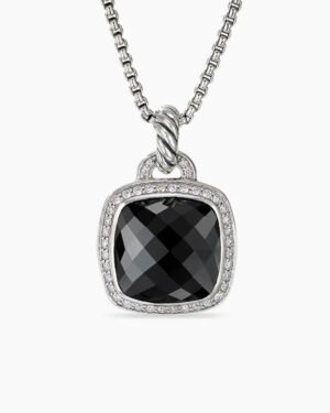 Albion&reg; Pendant Sterling Silver with Black Onyx and Diamonds, 14mm
