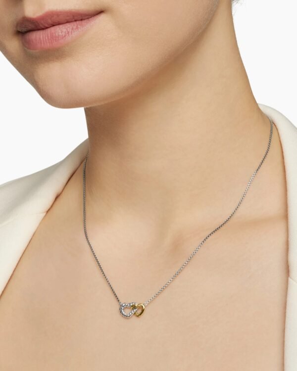 Cable Collectibles&reg; Interlocking Heart Necklace Sterling Silver with 18K Yellow Gold