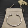 4mm Cable Classic Bracelet with Triple-Bar End Caps ??Sterling Style