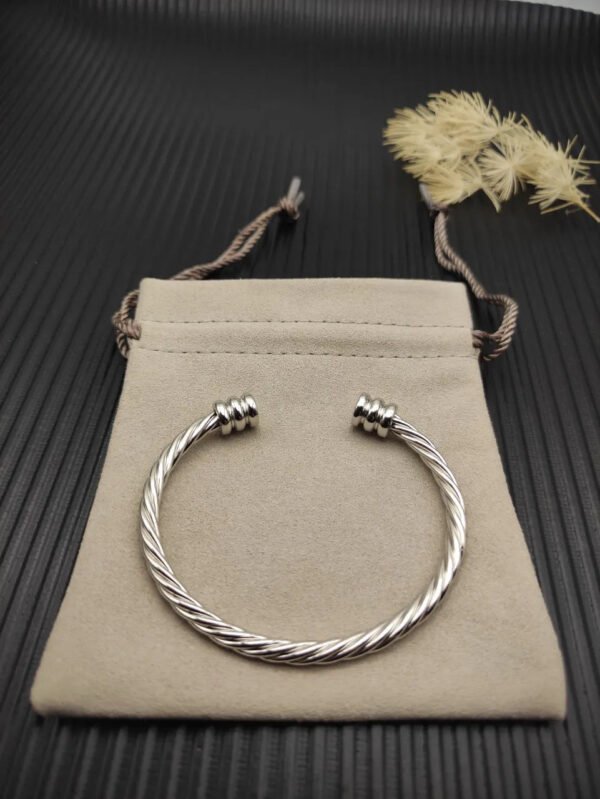 4mm Cable Classic Bracelet with Triple-Bar End Caps ??Sterling Style