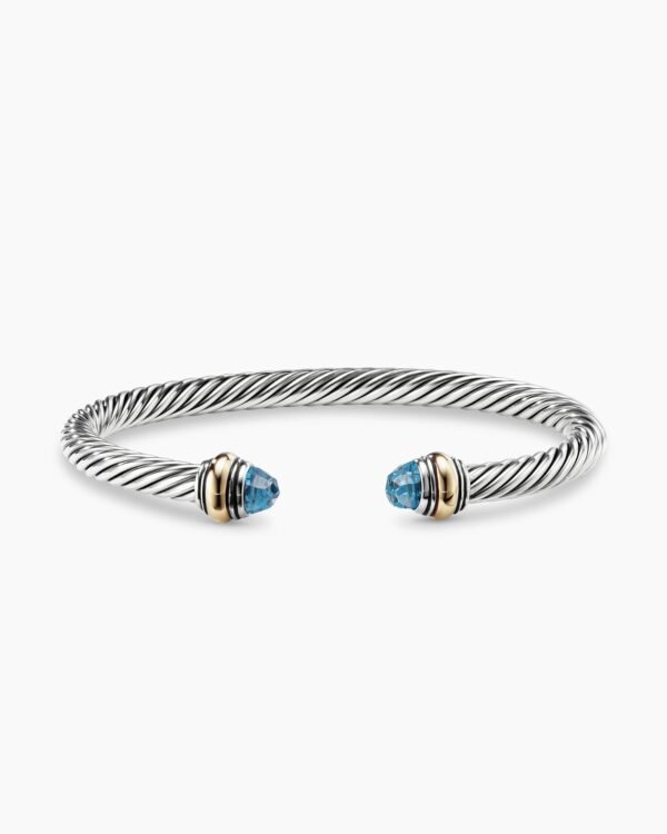 78C020BB-62AE-5763-1534-48B36FCF86EB.jpg Classic Cable Bracelet Sterling Silver with 14K Yellow Gold and Blue Topaz, 5mm