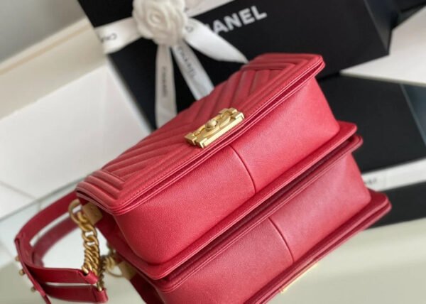 Chanel Medium Boy Handbag Red For Women 9.8in/25cm A67086