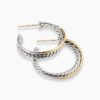 Crossover Hoop Earrings Sterling Silver with 18K Yellow Gold, 26.5mm