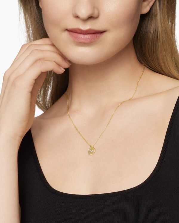 Initial Charm Necklace 18K Yellow Gold with Diamond M