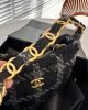 CHANEL Cashmere Tweed Quilted Hobo Black Grey