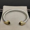 7mm Cable Bracelet with Brown & Diamond Accents ??Gold Cap