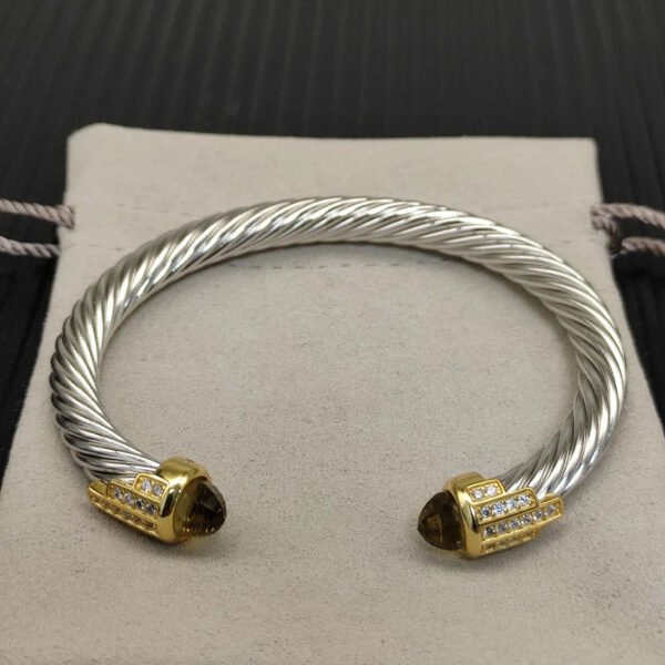 7mm Cable Bracelet with Brown & Diamond Accents ??Gold Cap