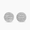Sculpted Cable Stud Earrings Sterling Silver with Diamonds,14mm