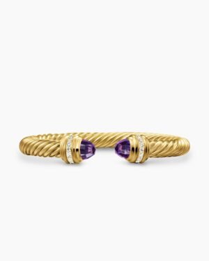 Classic Cablespira&reg; Bracelet 18K Yellow Gold with Amethyst and Diamonds, 7mm