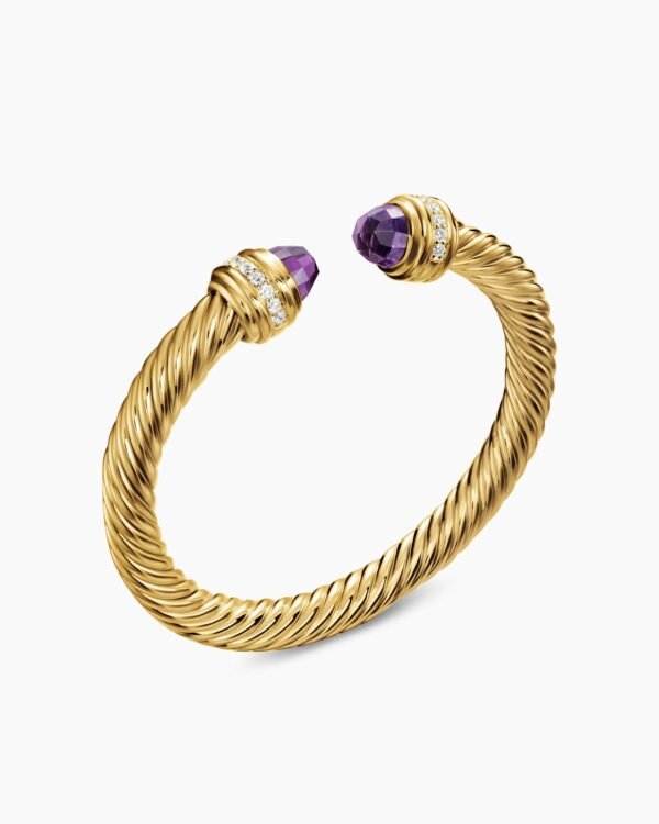 Classic Cablespira&reg; Bracelet 18K Yellow Gold with Amethyst and Diamonds, 7mm