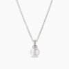 Petite Solari Pendant Necklace 18K White Gold with Pearl and Diamonds, 11.5mm