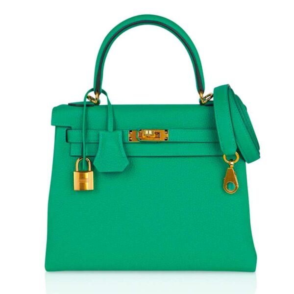 7B513140-1F60-8A3D-2623-F8621E6FF3A6.jpg Kelly Retourne 25 Bag Menthe Togo Gold Hardware New w/Box