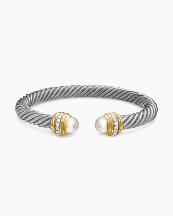 7C249F7A-1262-6D62-1EA6-9D28F1E82C7A.jpg Classic Cablespira® Bracelet 18K Yellow Gold with Pearls and Diamonds, 7mm