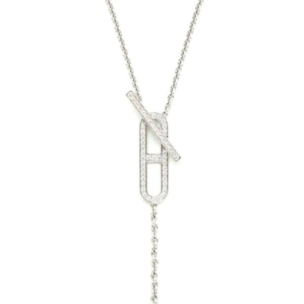 EVER CHAIN D'ANCRE NECKLACE, SMALL MODEL, 18K WHITE GOLD WITH DIMOND