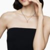 Classic Cable Cross Necklace Sterling Silver with Center Diamond