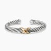 7C67373E-C58D-6AC7-3E0A-5991BE39EA90.jpg X Classic Cable Station Bracelet Sterling Silver with 14K Yellow Gold, 7mm