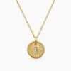 Initial Charm Necklace 18K Yellow Gold with Diamond I