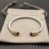 Cable Bracelet with Rhodolite Garnet & Diamond Accents  5mm