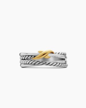 X Crossover Band Ring Sterling Silver with 18K Yellow Gold - 6