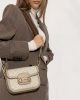 Gucci Horsebit 1955 Canvas Mini Shoulder Bag White Beige