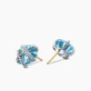 Cable Wrap Stud Earrings Sterling Silver with Blue Topaz and Diamonds, 11mm