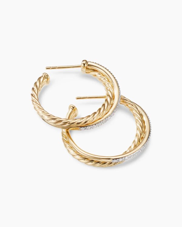 7DF6E466-64F6-6ADC-CE79-4E1485BD7453_3d71e8ff-d78d-4d48-9958-28def5ec1985.jpg Crossover Hoop Earrings 18K Yellow Gold with Diamonds, 26.5mm