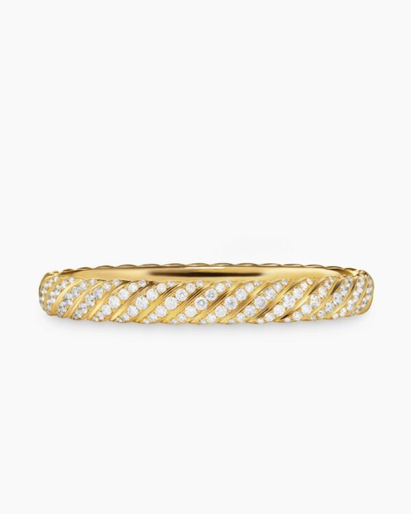 7E3A0875-FEF6-F845-83A9-D8358DEECFDA.jpg Sculpted Cable Bangle Bracelet 18K Yellow Gold with Diamonds, 6.2mm