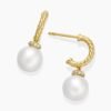 Solari Drop Earrings 18K Yellow Gold with Pearls and Diamonds, 22mm