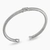X Classic Cable Station Bracelet Sterling Silver with Diamonds, 4mm