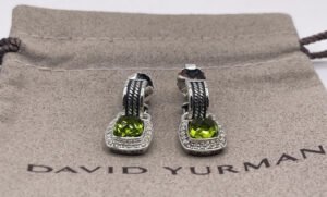 Albion&reg; Drop Earrings Sterling Silver with Green Onyx and Diamonds