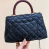 Chanel Medium Flap Bag With Top Handle Navy Blue For Women, Womens Handbags, Shoulder And Crossbody Bags 9in/23cm A92990