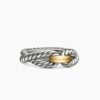 Cable Loop Band Ring Sterling Silver with 18K Yellow Gold - 6