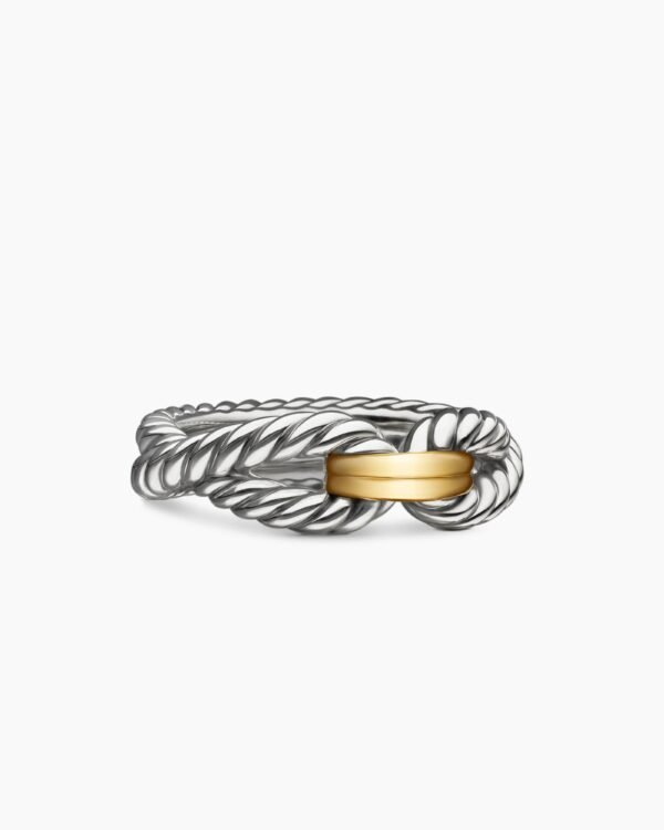 Cable Loop Band Ring Sterling Silver with 18K Yellow Gold - 6