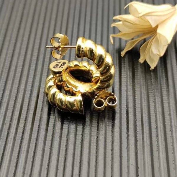 Sculpted Cable Shrimp Earrings 18K Yellow Gold , 20.5mm