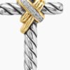 7F806F16-5ECA-0B8E-9A01-AA5866EE947E.jpg X Cross Pendant Sterling Silver with 18K Yellow Gold and Diamonds