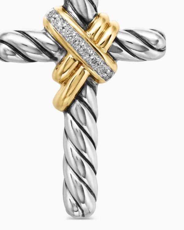 7F806F16-5ECA-0B8E-9A01-AA5866EE947E.jpg X Cross Pendant Sterling Silver with 18K Yellow Gold and Diamonds