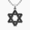 Pav&eacute; Star of David Pendant Sterling Silver with Black Diamonds
