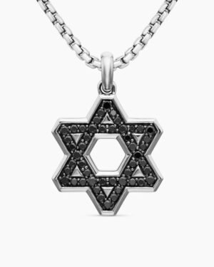 Pav&eacute; Star of David Pendant Sterling Silver with Black Diamonds