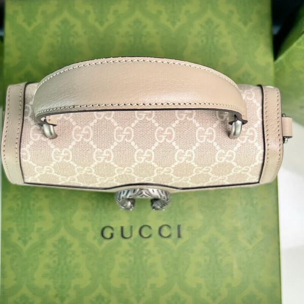 Gucci Dionysus Canvas Top Handle Beige And White Canvas 24x16cm